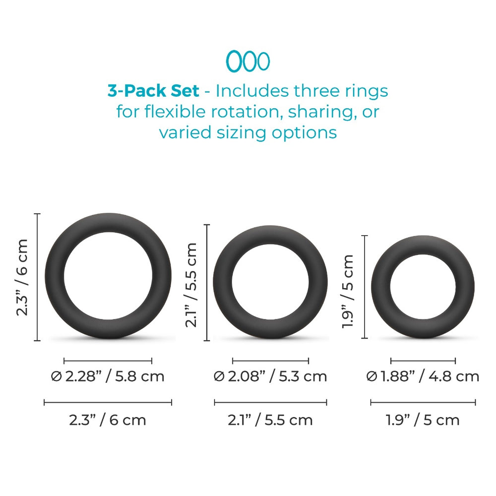 b-Vibe Snug Ring Swole 3-Pack Snug Fit Silicone Cock Ring