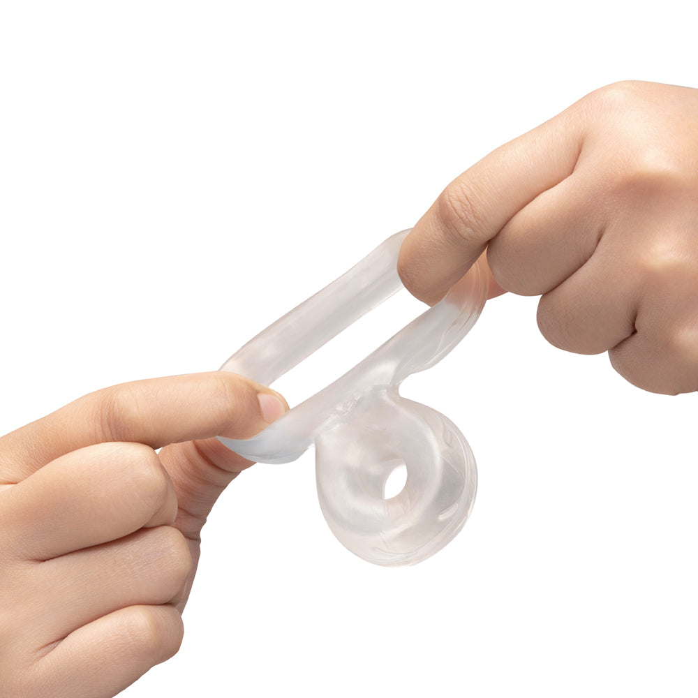 b-Vibe Stretch-Tech Double Barrel Flexible Secure Fit Cock Ring & Ball Stretcher