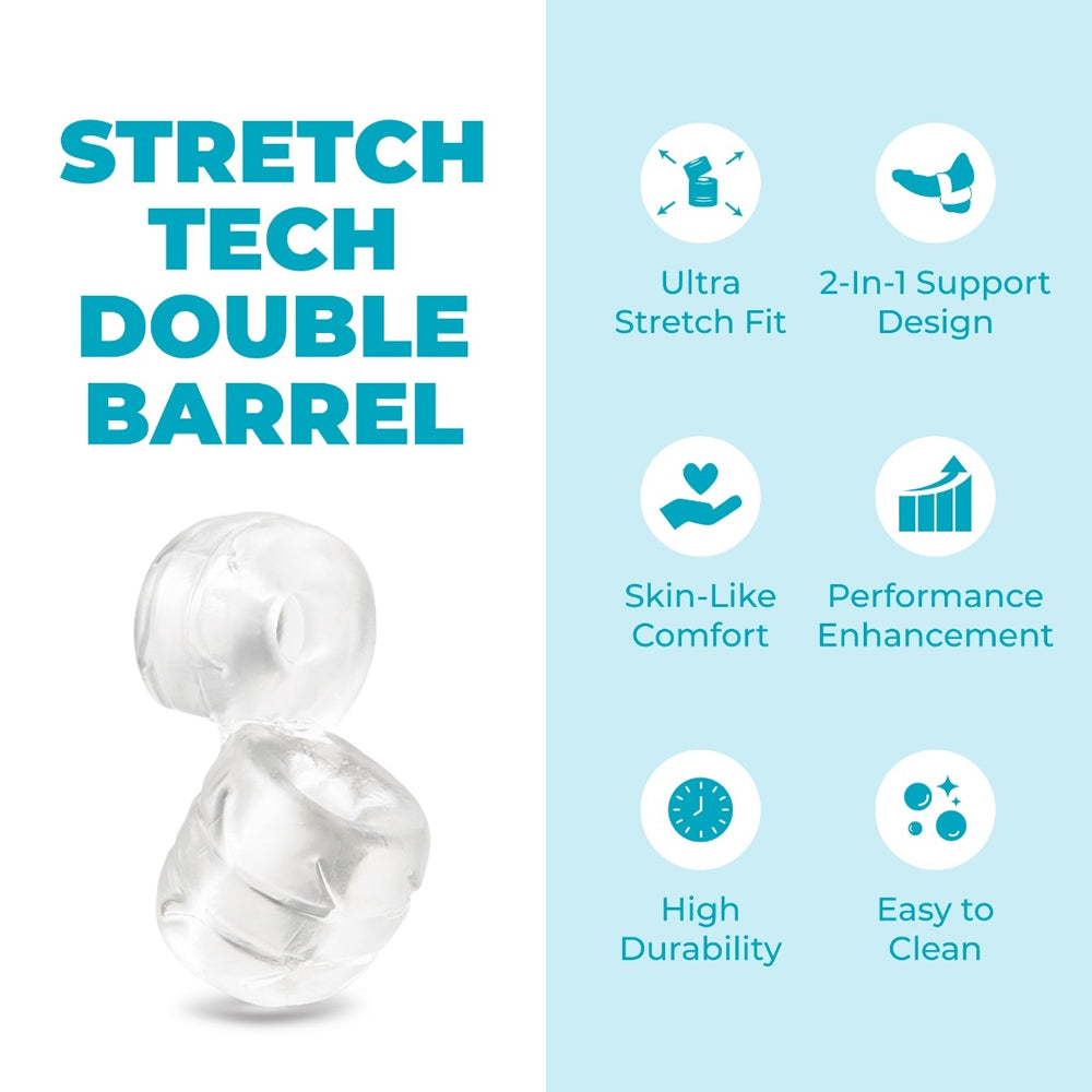 b-Vibe Stretch-Tech Double Barrel Flexible Secure Fit Cock Ring & Ball Stretcher