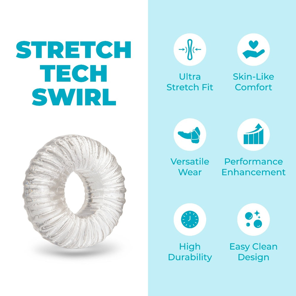 b-Vibe Stretch-Tech Swirl Flexible Secure Fit Cock Ring