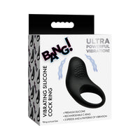 BANG! Vibrating Silicone Cock Ring Black for Enhanced Intimacy