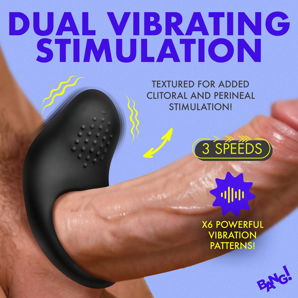 BANG! Vibrating Silicone Cock Ring Black for Enhanced Intimacy