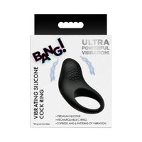 BANG! Vibrating Silicone Cock Ring Black for Enhanced Intimacy