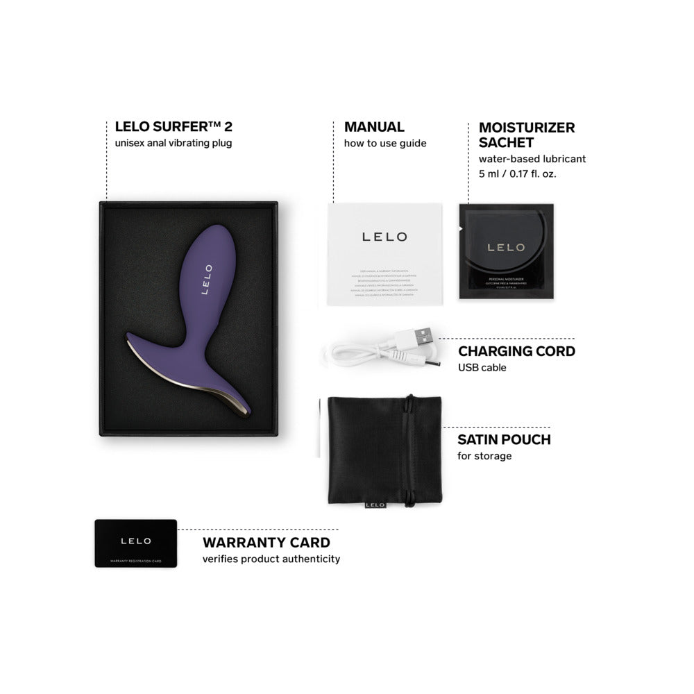 LELO Surfer 2 Luxury Anal Vibrating Plug - Cyber Purple