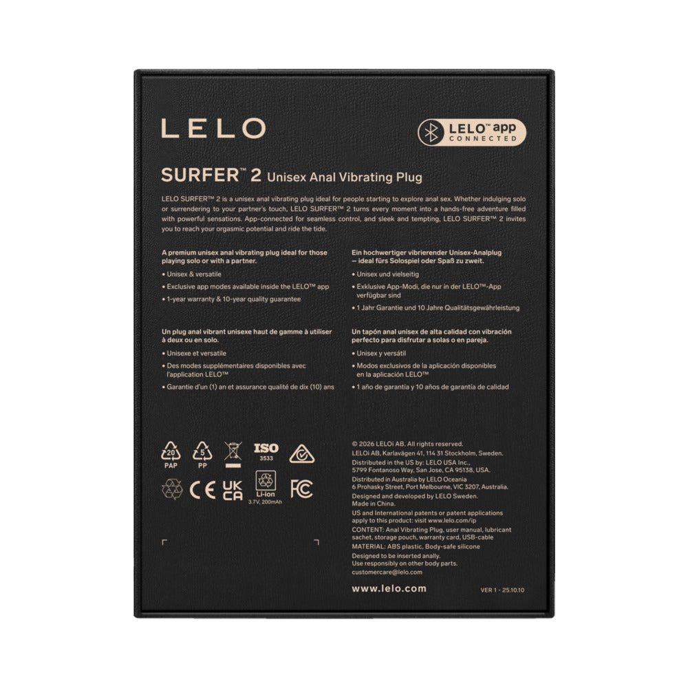 LELO Surfer 2 Luxury Anal Vibrating Plug - Cyber Purple