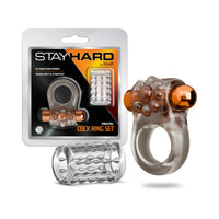 Stay Hard Vibrating Cock Ring Set with Sleeve