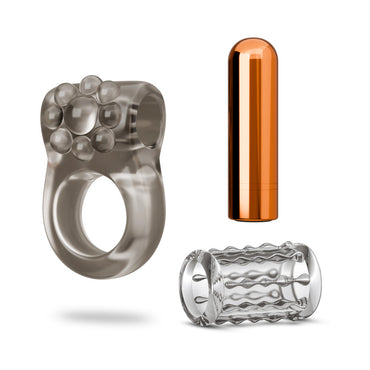 Stay Hard Vibrating Cock Ring Set with Sleeve