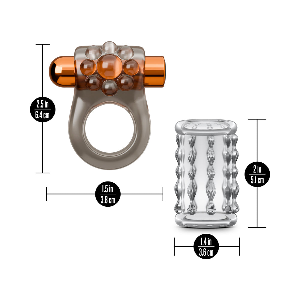 Stay Hard Vibrating Cock Ring Set with Sleeve
