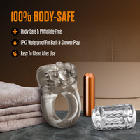 Stay Hard Vibrating Cock Ring Set with Sleeve