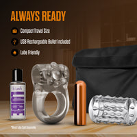 Stay Hard Vibrating Cock Ring Set with Sleeve