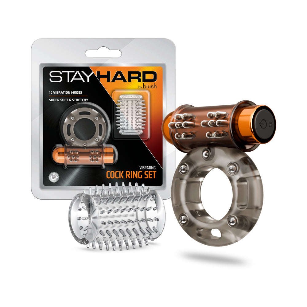 Stay Hard Vibrating Cock Ring Set with Sleeve - 3