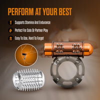 Stay Hard Vibrating Cock Ring Set with Sleeve - 3