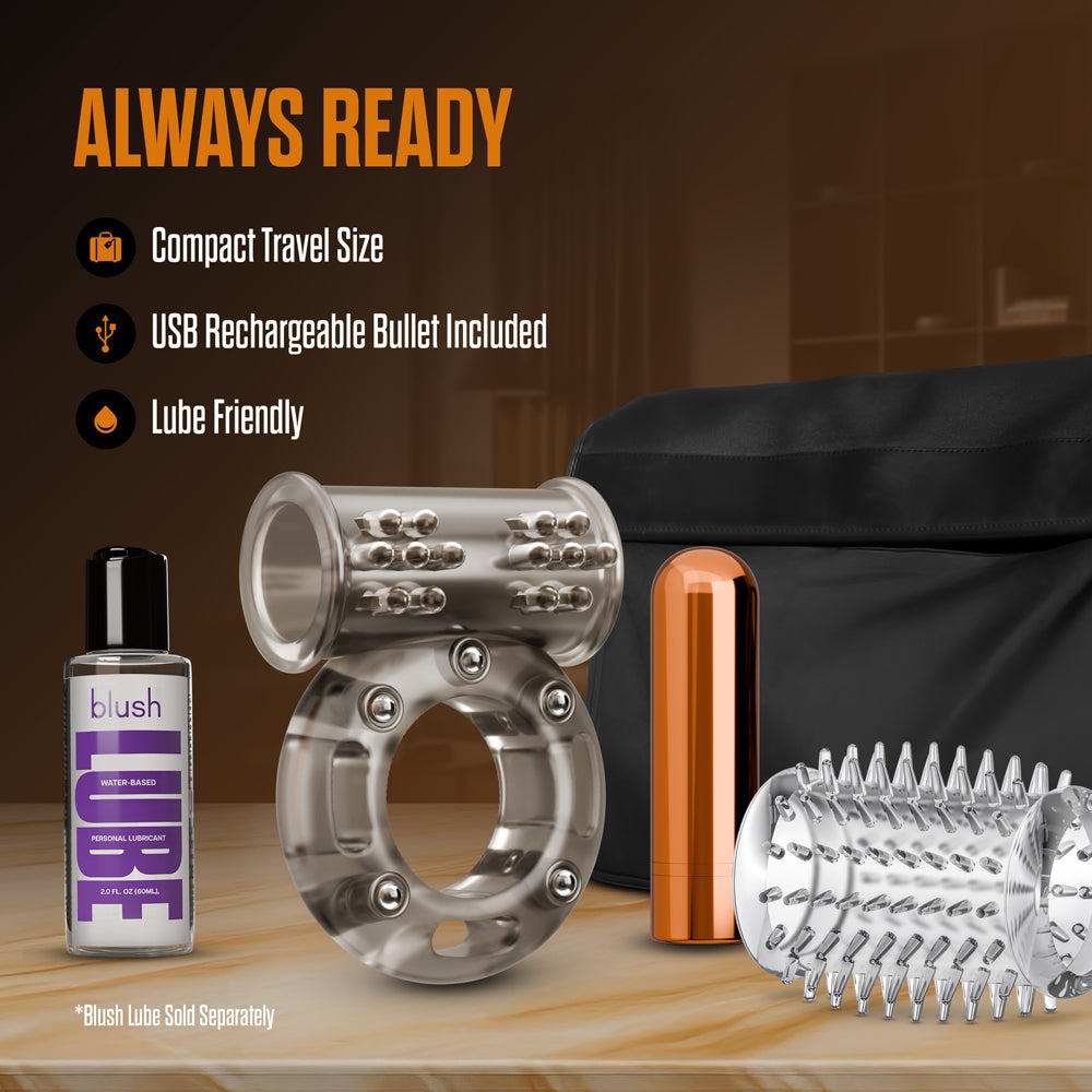Stay Hard Vibrating Cock Ring Set with Sleeve - 3