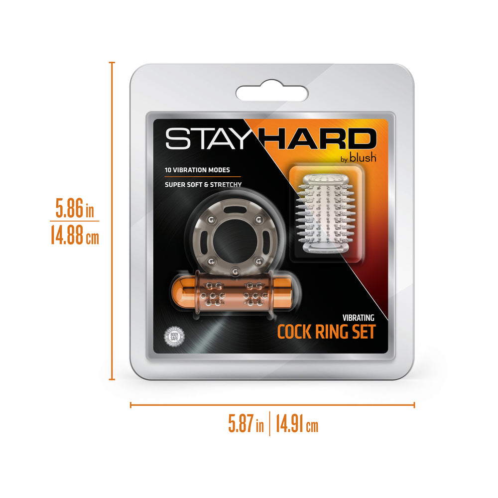 Stay Hard Vibrating Cock Ring Set with Sleeve - 3