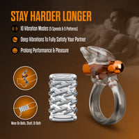 Stay Hard Vibrating Cock Ring Set with Sleeve