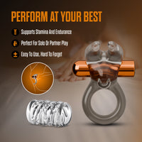 Stay Hard Vibrating Cock Ring Set with Sleeve