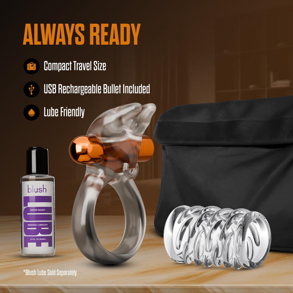 Stay Hard Vibrating Cock Ring Set with Sleeve