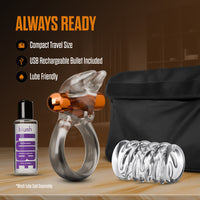 Stay Hard Vibrating Cock Ring Set with Sleeve