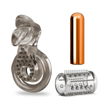 Stay Hard Vibrating Cock Ring Set with Sleeve
