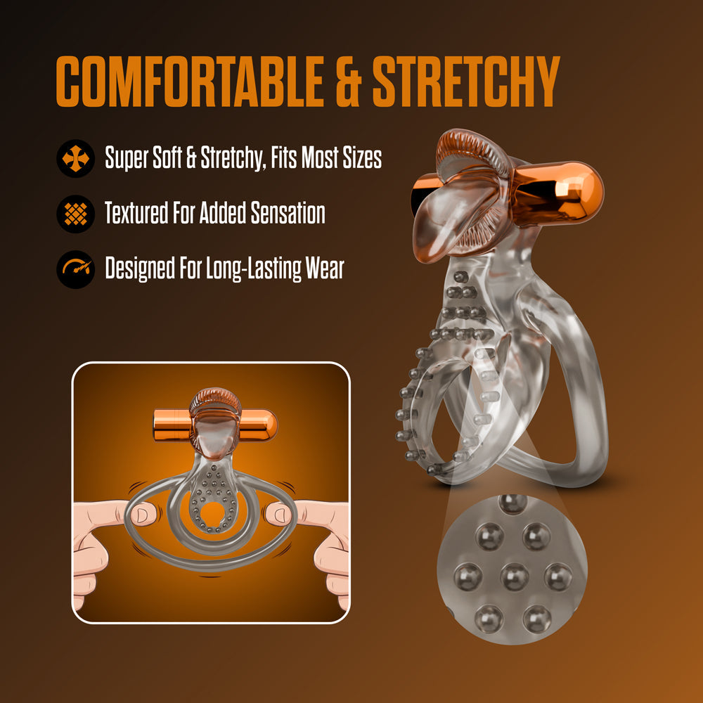 Stay Hard Vibrating Cock Ring Set with Sleeve