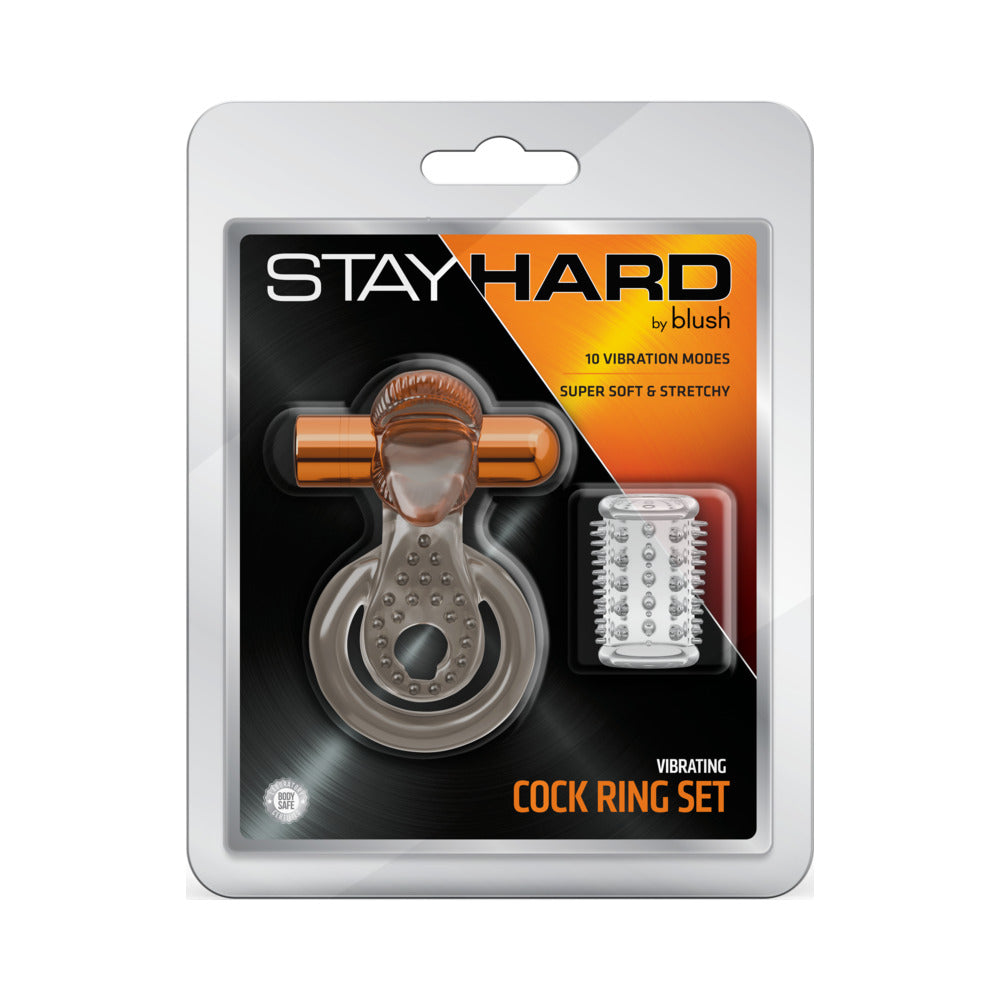 Stay Hard Vibrating Cock Ring Set with Sleeve