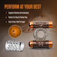 Stay Hard Vibrating Cock Ring Set with Sleeve and 2 Bullets