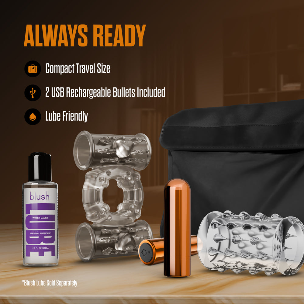 Stay Hard Vibrating Cock Ring Set with Sleeve and 2 Bullets