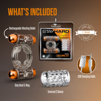 Stay Hard Vibrating Cock Ring Set with Sleeve and 2 Bullets