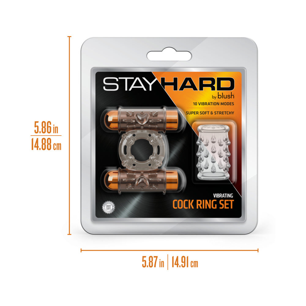 Stay Hard Vibrating Cock Ring Set with Sleeve and 2 Bullets