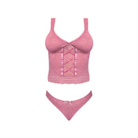 Magic Silk Wisteria Mist Bustier Cami & Thong Set Pink L/XL