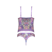 Magic Silk Wisteria Mist Bustier Cami & Thong Set Floral L/XL