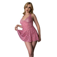 MS Wisteria Mist Halter Babydoll & G Pink LXL