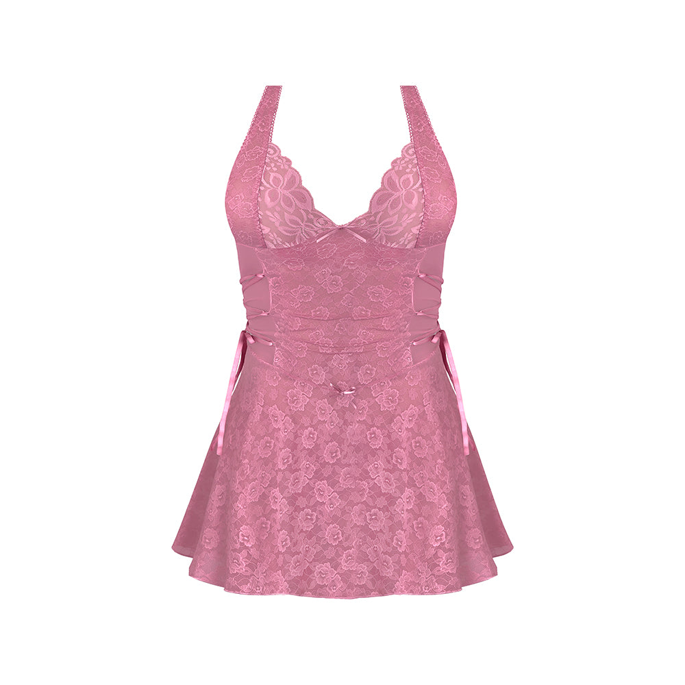 MS Wisteria Mist Halter Babydoll & G Pink LXL