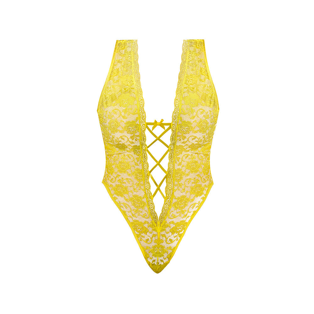Magic Silk Daffodil Dreams Teddy with Snap Crotch - Yellow L/XL