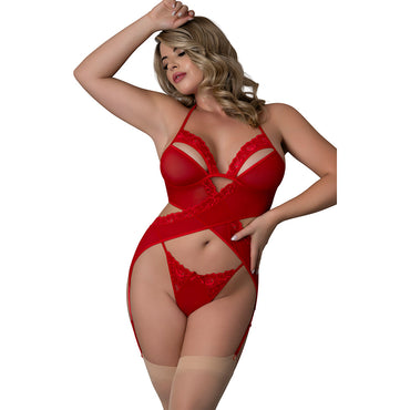 MS Rush Merry Widow & Panty Set - Red Q