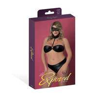 MS Sinful Bandeau Panty & Mask Set - Black Q