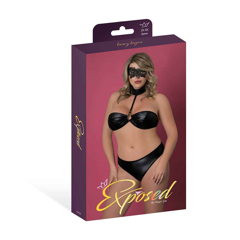 MS Sinful Bandeau Panty & Mask Set - Black Q