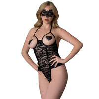 Magic Silk Sinful Cupless Crotchless Teddy with Pasties & Mask Set