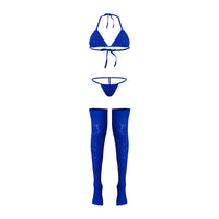 Magic Silk Seamless Bra, Panty & Thigh Highs Set Blue O/S