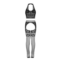 Magic Silk Seamless Cami & Gartered Thigh High Set Black O/S