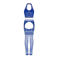 Magic Silk Seamless Cami & Gartered Thigh High - Blue O/S