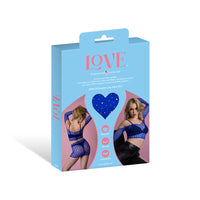 Magic Silk Seamless Off Shoulder Crop Top & Skirt Set Blue O/S