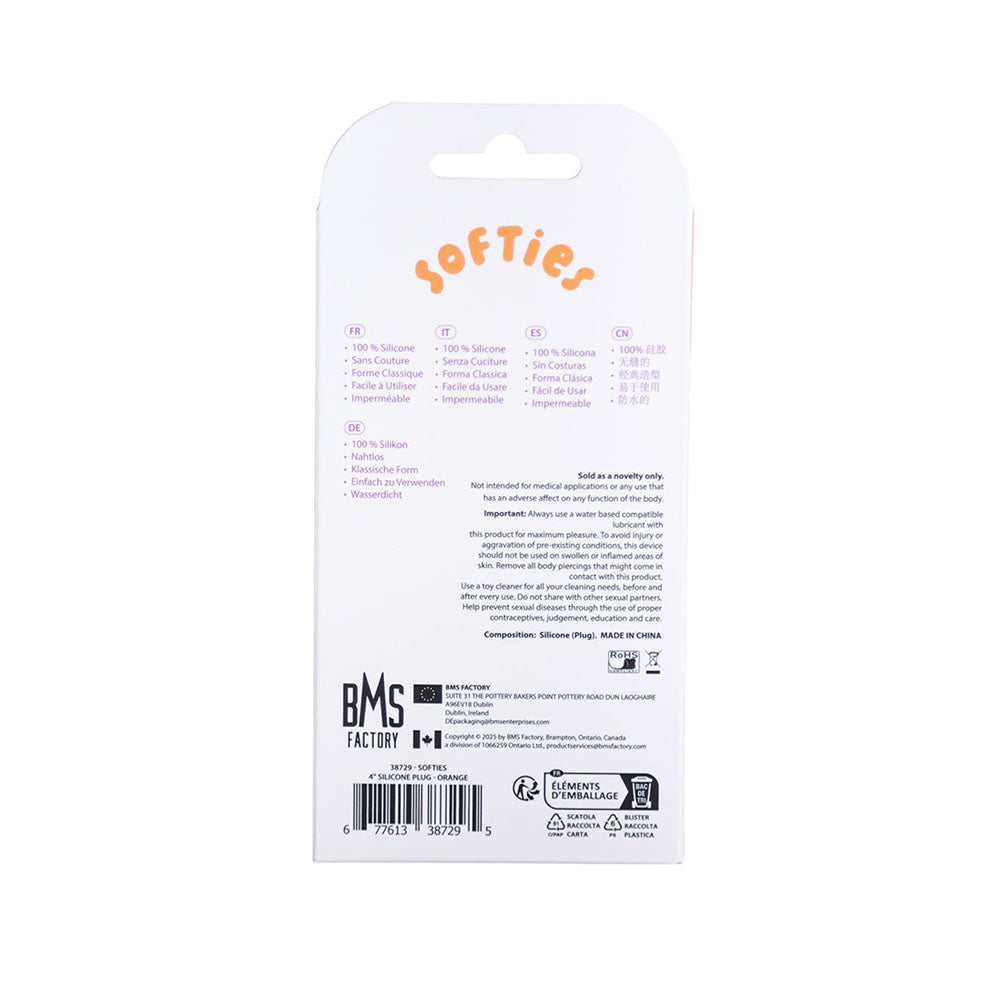 Softies Dual Layer Butt Plug 4in Orange