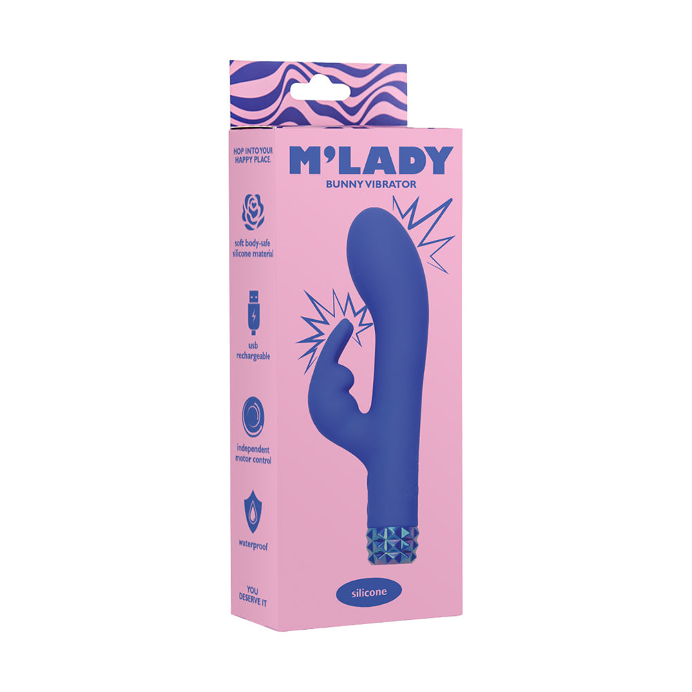 M'Lady Bunny Vibrator 6in Blue