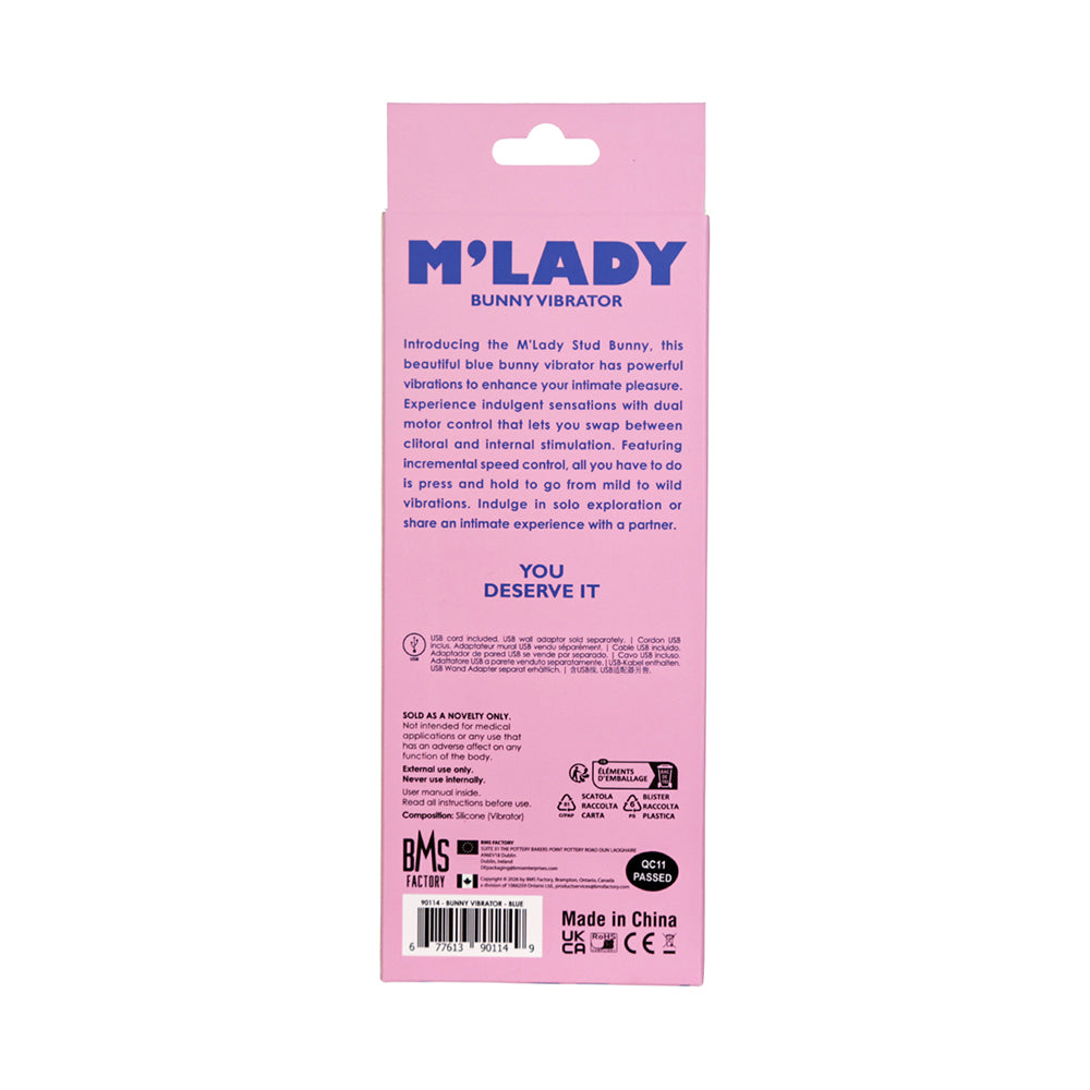 M'Lady Bunny Vibrator 6in Blue