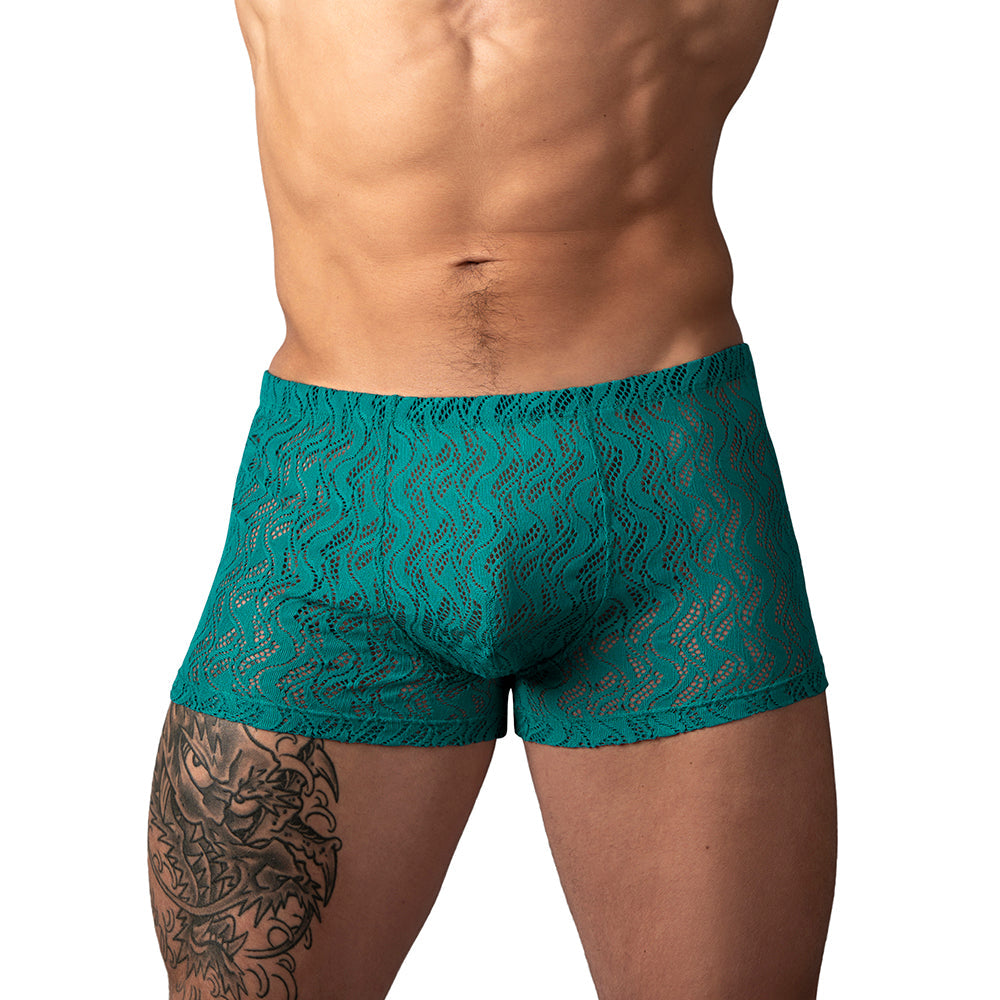Male Power Ripple Pouch Short - Teal
