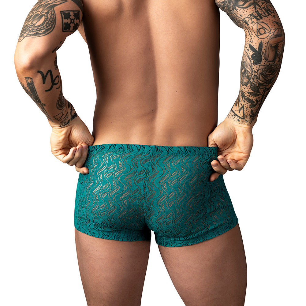 Male Power Ripple Pouch Short - Teal XL