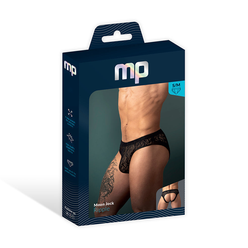 Male Power Ripple Moon Jock - Black
