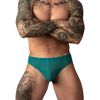 Male Power Ripple Moon Jock - Teal L/XL