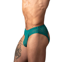Male Power Ripple Moon Jock - Teal L/XL